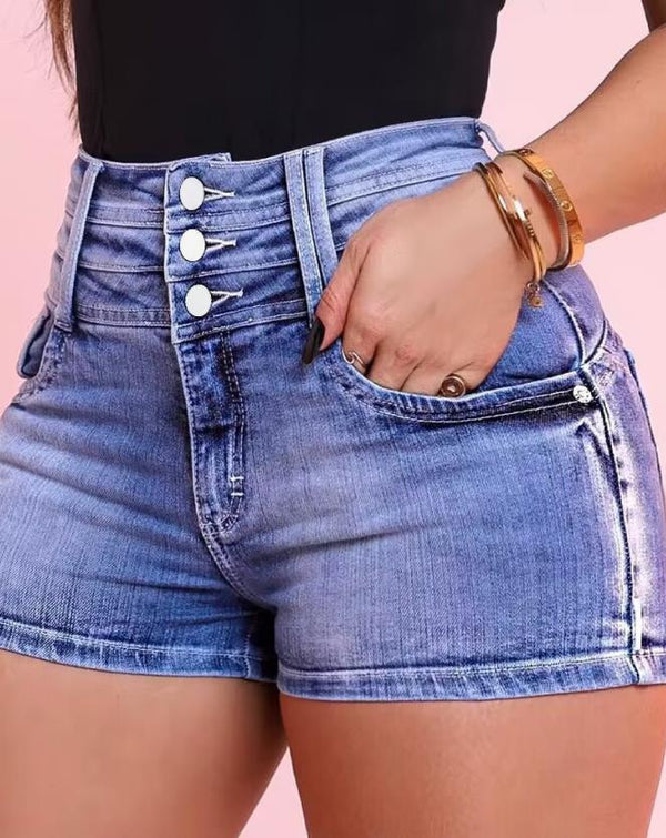 Penelope | Denim Hohe Taille Sommer Short für Frauen