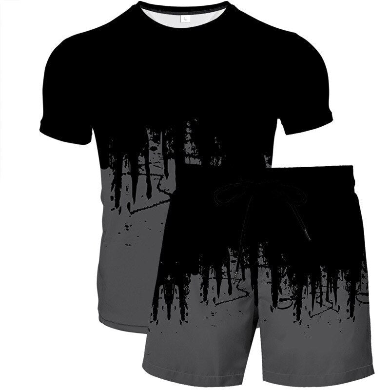 Aaron | Shirt und Short Abstraktes Design Sportbekleidung für Männer