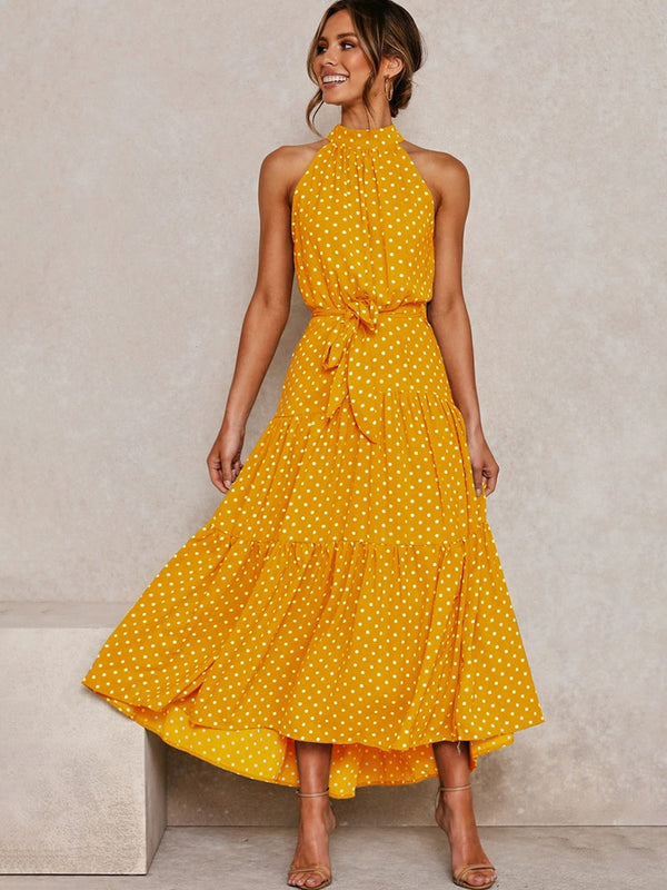 Kendra | Maxikleid mit Polkadot-Trägern