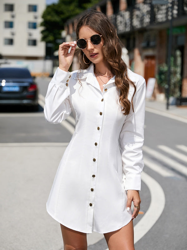 Eunice | Langärmliges Button-Down-Kleid, einfach und sexy